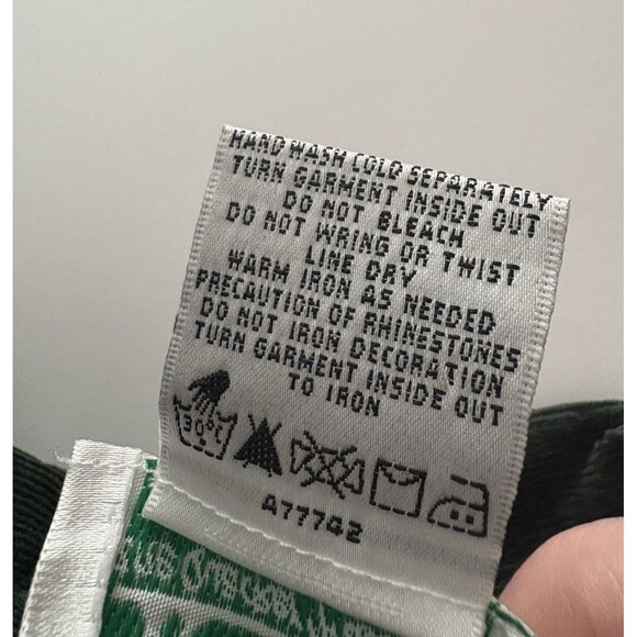 Quacker Factory Candy Corn Shirt 1X Green Corduroy Rhinestones Halloween Vtg ** - Picture 8 of 16